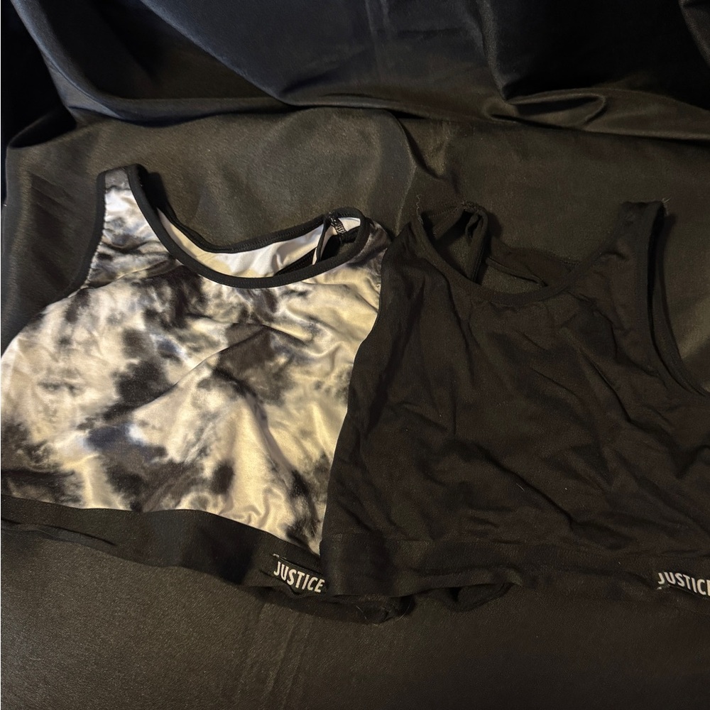 Justice Girl’s Black and Tie-Dye Sport Bra Set | EUC